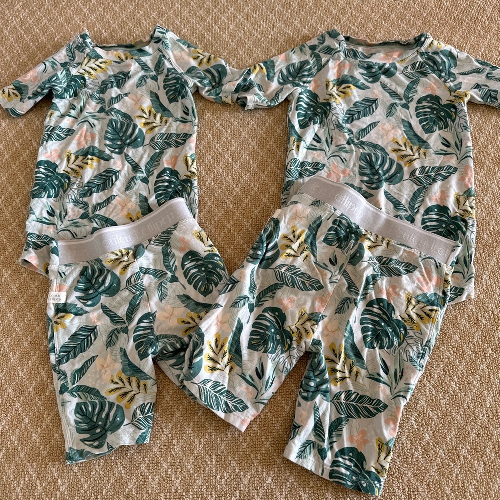 Lookout lollipop Tropical Leaf Kids Pajama Set 2t and 4t